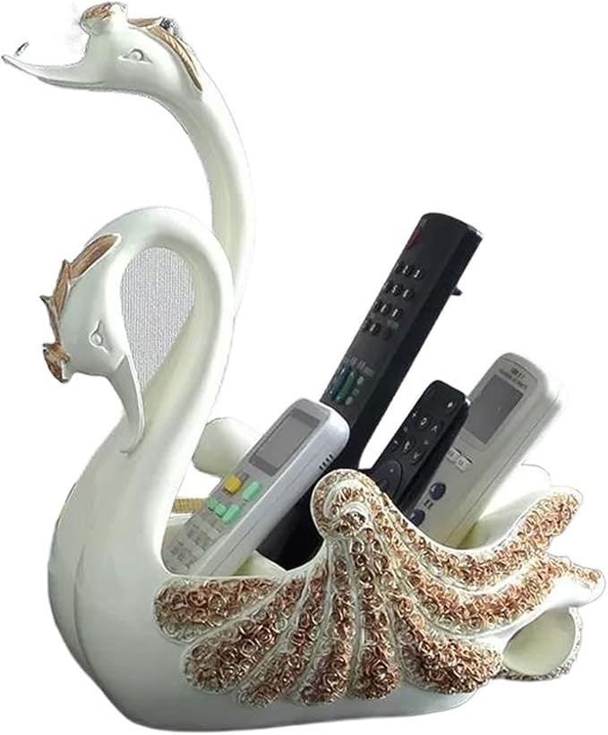 Remote Control Holders Organizer Box Remote Control Storage Box, Swan Remote Control Holder for Table TV Remote Control Holder Organizer Remote Storage Remote Caddy for Home Living Room Coffee Table T
