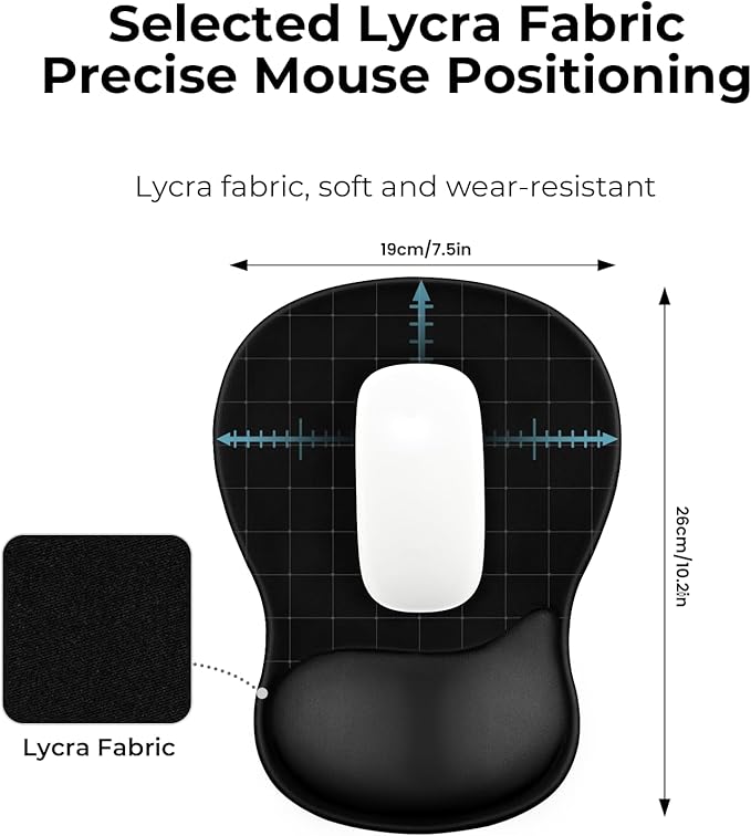 EooCoo Ergonomic Mouse Pad with Gel Wrist Rest Support, Middle Concave Design for Natural Wrist Alignment, Non-Slip Base Mousepad for Laptop, Computer, Office Desk Accessories, Carpal Tunnel Syndrome
