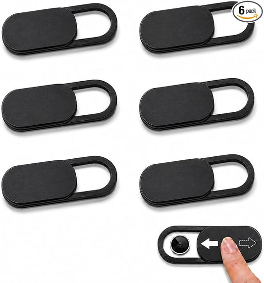 (6 Pack) Orzero Webcam Camera Cover Slide for Echo Show 11 (2025)/Show 8 (2025)/MacBook Neo 13", Ultra-Thin Web Cover Blocker Slider Accessories for Security and Protect Your Visual Privacy - Black