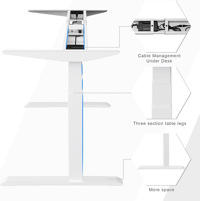 Fromann Dual Motor Standing Desk Frame 3 Stage Legs Electric Heavy Duty Sit Stand up Height Adjustable Desk Base for Home and Office