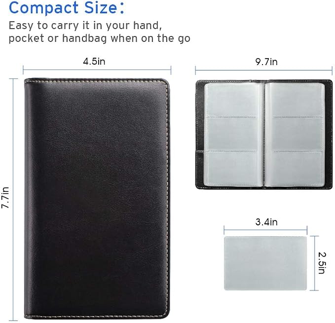 Sooez Leather Professional Business Card Book Holder Organizer, 240 Capacity Credit Card Booklet, PU Name Cards Holder Storage File for Men Women, 7.7"x 4.5" x 0.7", Beige