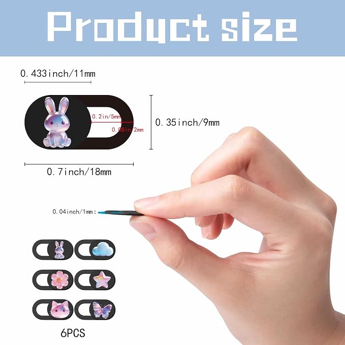 6Pcs 6 Styles Butterfly Camera Cover Slide Sticker 0.04 Inch Privacy Guard Accessories, Computer Camera Cover Cute Protector Blocker for Desktop Loptop Tablet Notebook Mini PC Office Use