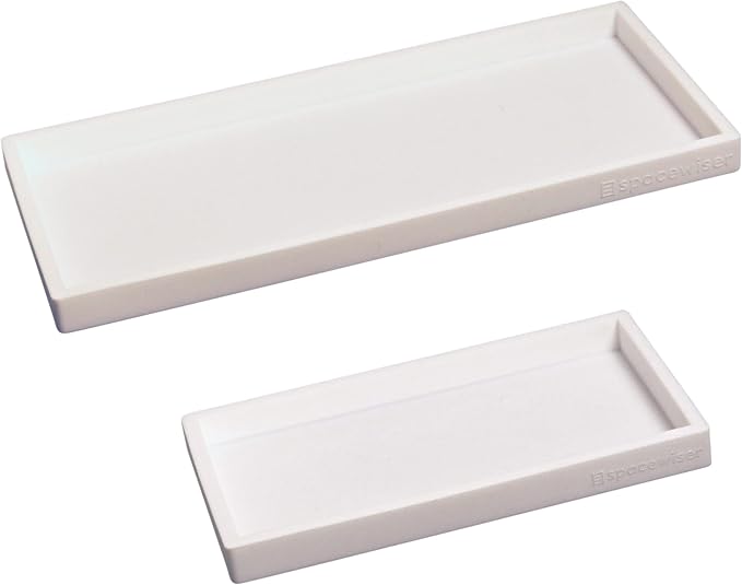 Countertop & Vanity Silicone Tray – 2 PC (11.7" & 7.7") Set | Bathroom Tray & Kitchen Soap Tray Set, Bathroom Counter Tray, Kitchen Sink Dish Soap Tray for Countertop Organization
