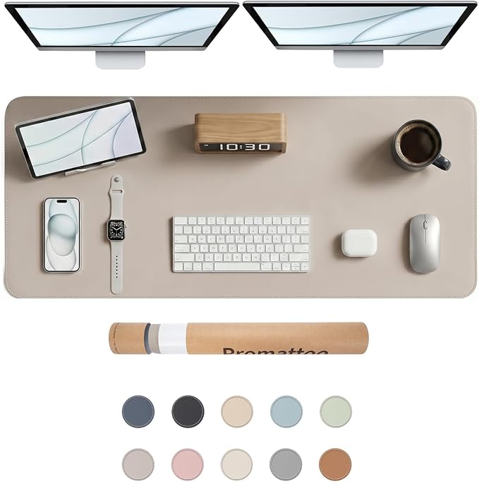 Large Desk Pad Non-Slip Desk Mat Protector for Keyboard Mouse Waterproof Vegan Leather Surface Faux Leather Laptop Mat Smooth Mouse Pad Premium Gift Tube Stone Gray 47" x 17"