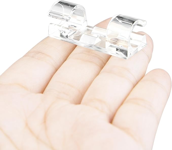 SOULWIT 50 Pcs Self Adhesive Cable Management Clips, Cable Organizers Sticky Wire Clips Cord Holder for TV PC Laptop Ethernet Cable Desktop Home Office (Transparent)