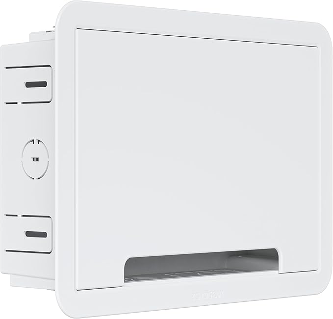 ECHOGEAR 9" in-Wall Media Box - Recessed Outlet & Network Enclosure - Works with Roku, Apple TV, Fire TV Stick, & Samsung One Connect Mini - WiFi Friendly Cable Management Kit