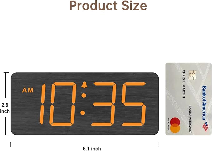 DreamSky Wooden Digital Alarm Clock for Bedroom with Large Numbers | Desk Clocks for Living Room, Loud Alarm for Heavy Sleepers with Volume Control, Dimmer, DST, Office Wood Decor (Plug-in)