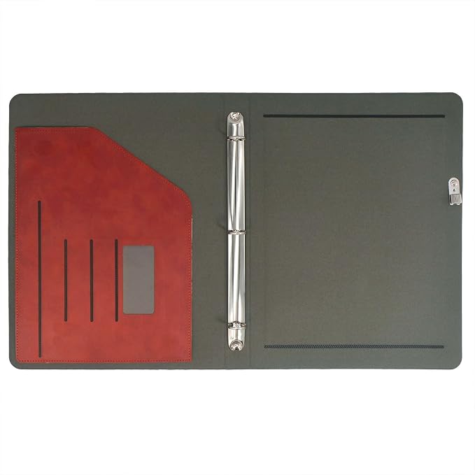 Tablet Organizer Portfolio Case with 3-Ring Binder, Binder Padfolio File Folder with Removable Tablet Holder, Compatible with iPad (A16) 11th Gen 2025 / iPad 10th Gen 2022, Red