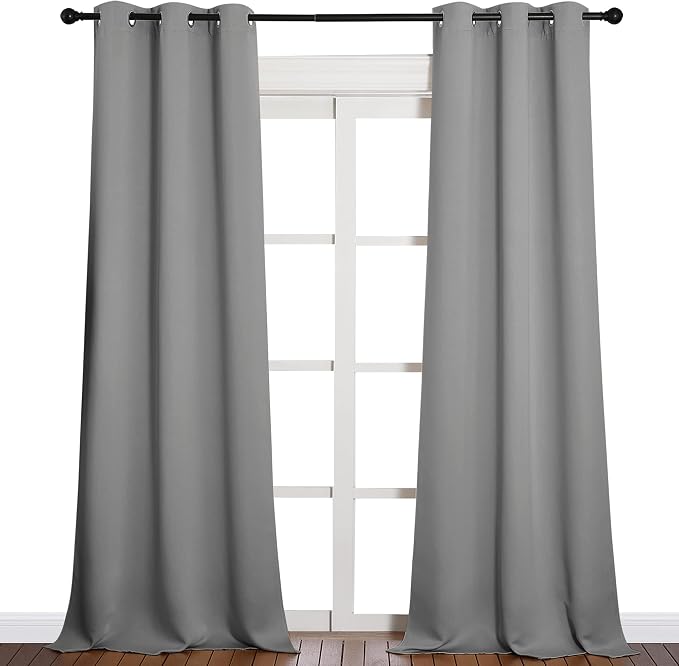NICETOWN Thermal Insulated Blackout Curtains - Grommet Top Window Treatment Drapes for Hall (2 Panels, W42 x L90 inches, Silver Grey)