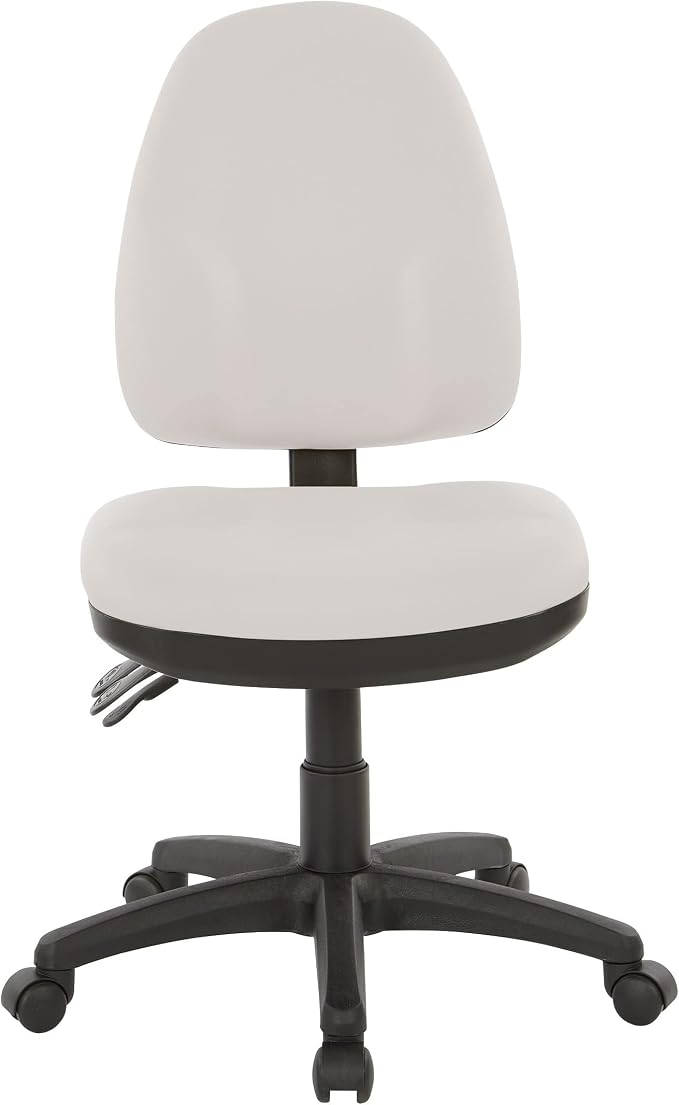 Office Star Ergonomic Dual Function Office Task Chair with Adjustable Padded Back and Built-in Lumbar Support, Armless, Dillon Buff Fabric