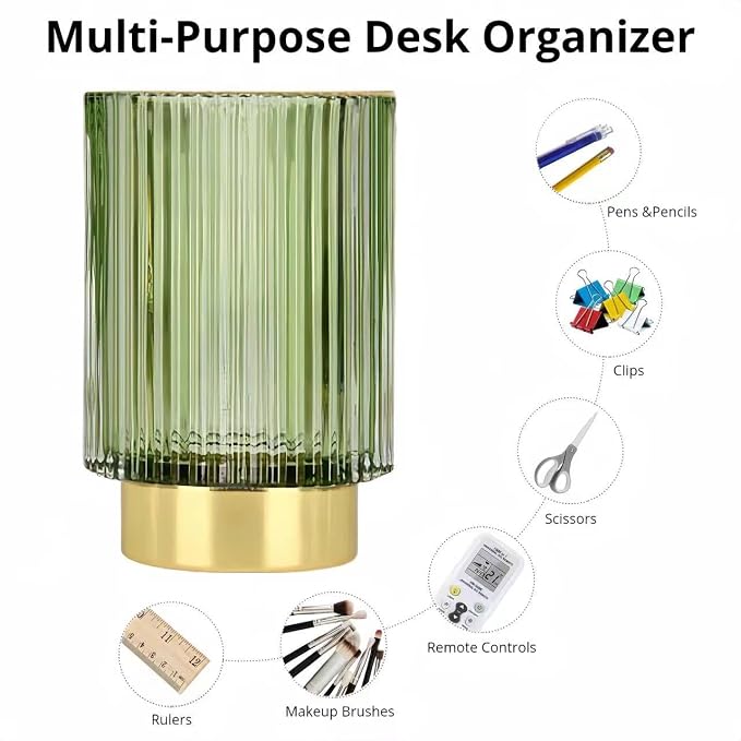 Exquisite Pen Holder for Desk Cute Office Supplies Cubicle Decor Kawaii Workspace Accessories Boho Makeup Organizer for Women Girls Pencil Cup Aesthetic Clear Caddy for Home Office (Small Blue)