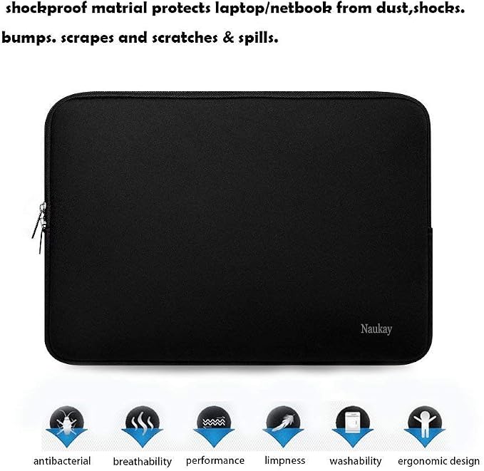 Laptop Sleeve Case 14 Inch, Resistant Neoprene Sleeve/Notebook Computer Pocket Case/Tablet Briefcase Carrying Bag for inch HP, Lenovo, Asus Notebook, Ultrabook, Black