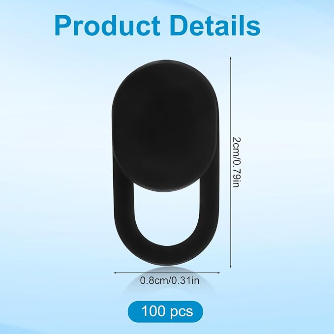 100pcs Laptop Camera Covers, Black Ultra-Thin Front Webcam Privacy Phone Camera Cover Slide Webcam Protects Your Privacy & Security for Laptop Desktop Cell Phone Tablet Accessories