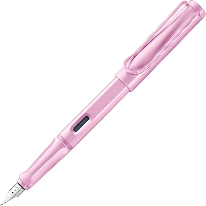LAMY safari lightrose - Fountain Pen with ergonomic grip & polished steel nib in size F - ideal for any Writing & Calligraphy - including LAMY T 10 blue cartridge - Right-Handed