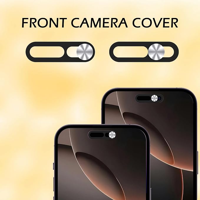 Front Camera Cover Compatible for iPhone 16/16Plus/16Pro/16Pro Max/15/15Plus/15Pro/15Pro Max/14Pro/14Pro Max,Webcam Cover Protect Privacy and Security,Not Affect Face ID, 2 Pack-Silver