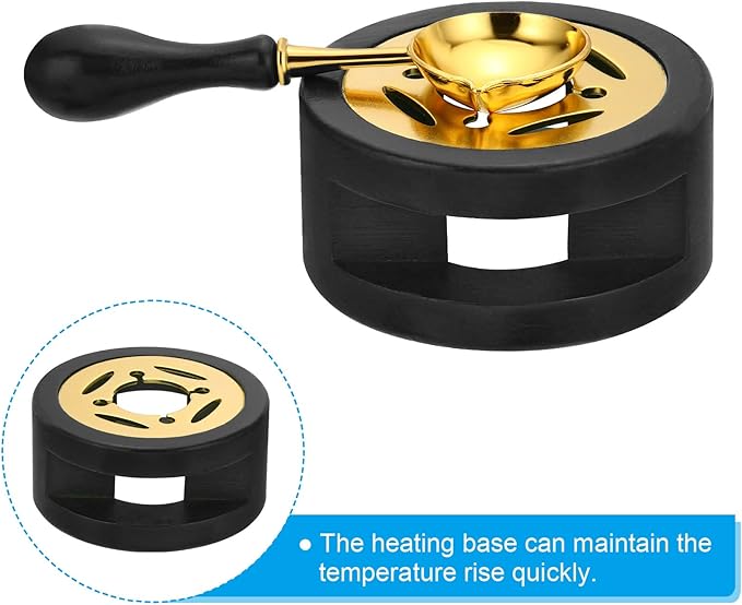 PATIKIL Wax Seal Kit, Wax Seal Warmer with Melting Spoon Retro Melt Stove Pot Furnace Tool for Wax Sealing Beads Stamp Letter Envelope, Black