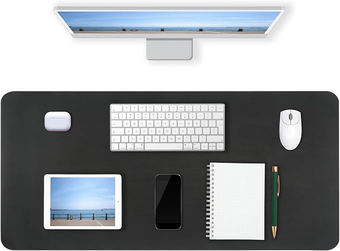 Desk Pad Mat PU Leather Non-Slip Water-Resistant Desk Matt for Desktop Large Mouse Pad for Office and Home Black 23.6" x 13.8"