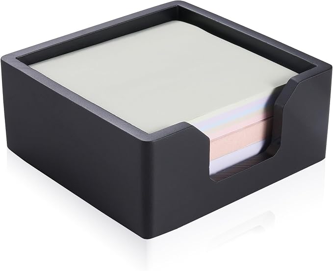 Concrete Sticky Note Holder for 3x3 Inch Post Note - Cement Self-Stick Note Memo Pad Holder, Post Notepad Dispenser Organizer, Modern Desk Accessory for Office & Home, Black