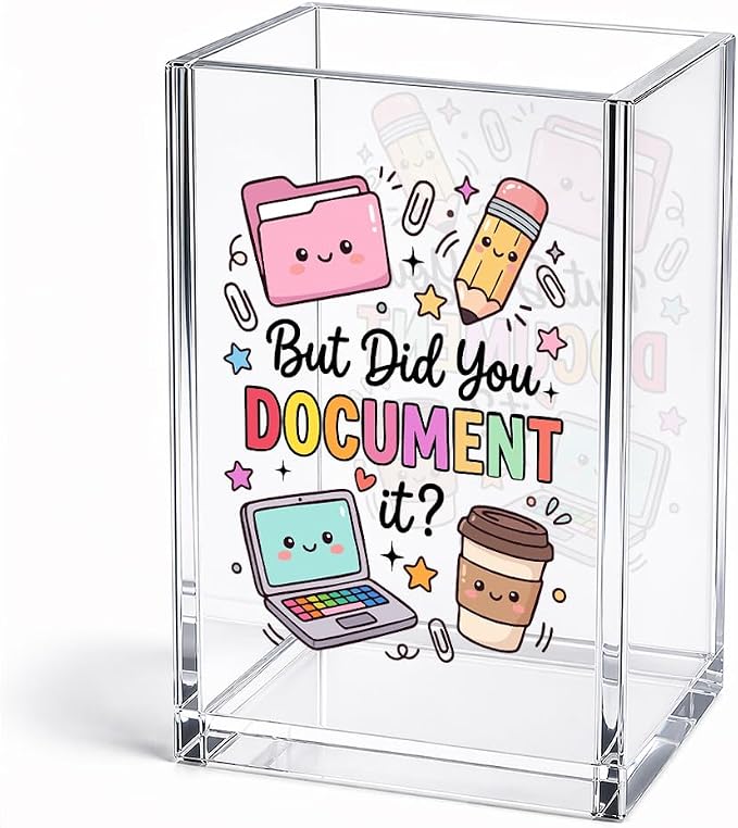 Funny But Did You Document It Acrylic Pencil Holder Cup Gifts For HR | Sarcastic Pen Holder Gifts for Women Coworker Sister Nurse, Office Desk Accessories for Teams Employee, Marker Organizer