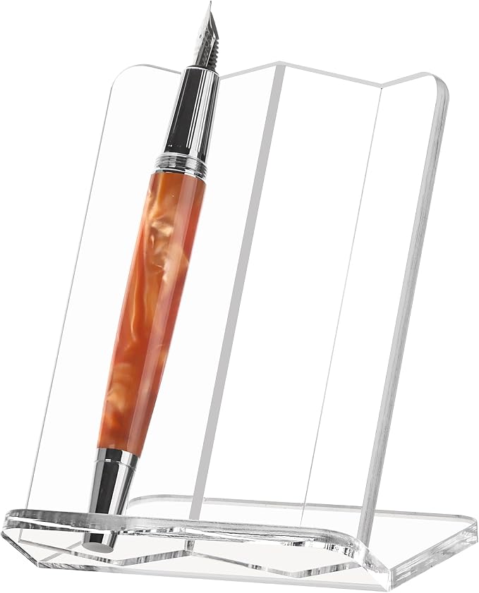 SANRUI Clear Acrylic Pen Holder for Desk, Modern Desktop Organizer, Sleek Pencil Display Stand, Aesthetic Office Accessories, Ideal Graduation & Birthday Gift for Men, Women & Students, 2 Slots