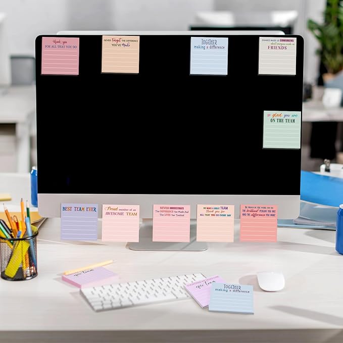 Yinder 24 Pcs Inspirational Sticky Notes Thank You Gift Motivational Sticky Note Pad Employee Appreciation Gift Bulk for Staff Coworker Teacher Nurse Office Groups 3 x 3'' (Team,Elegant)