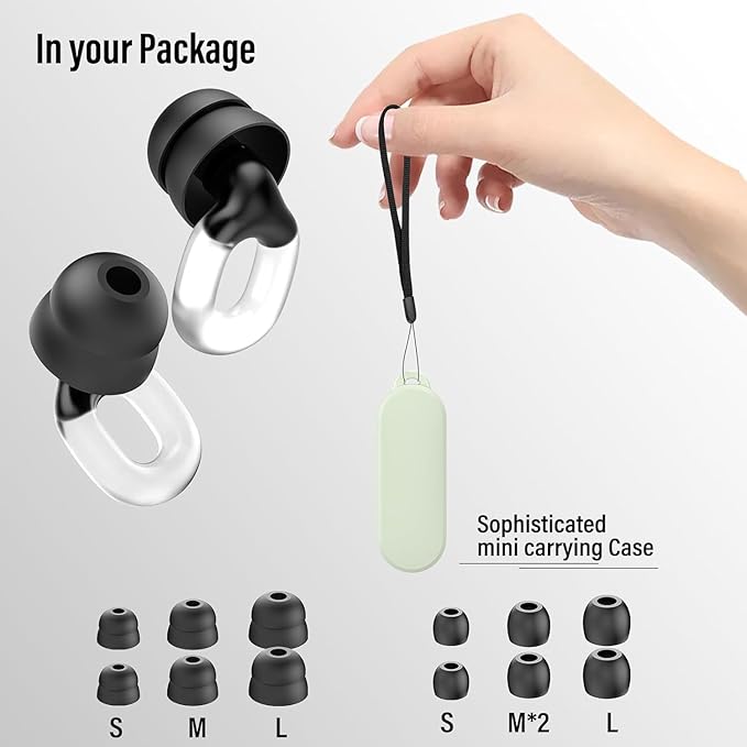 Ear Plugs for Sleeping Noise Cancelling, 35dB Noise Reduction Earplugs Reusable Soft Silicone, 14 Eartips ＆ Carry Case, Replaceable Single/Double Earpieces for Sleep, Focus, Events, Work, Transparent