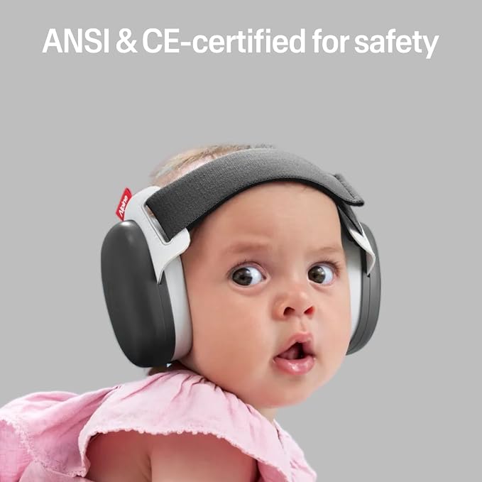 Alpine Muffy Baby Comfort - Protects Hearing for Babies and Toddlers - CE & ANSI Certified - Headband for Safe fit & Comfort - Adjustable for Ages 3-48 Months - 24dB Sound Reduction, Black