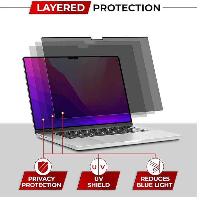 Magnetic Privacy Screen for MacBook Pro 13 Inch (2016, 2017, 2018, 2019, 2020, 2021, 2022, M1, M2) Patented Removable Laptop Privacy Filter Shield and Protector