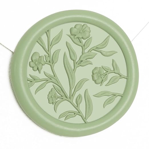 UNIQOOO Wax Seal Stickers - 3D Flower Wedding Invitation Envelope Seal Sticker, 50 Pcs Self- Adhesive Sage Green Floral Stickers, Perfect for Invitation, Christmas, Gift Wrapping