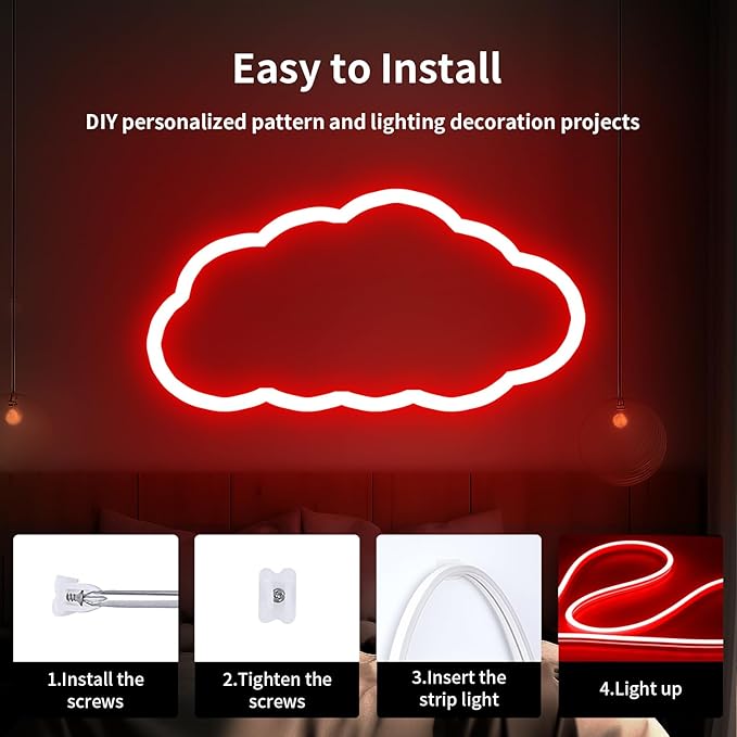 iNextStation 12V Red LED Strip Lights 16.4FT, Flexible Silicone Neon Rope Light, IP65 Waterproof LED Light Strip, Cuttable, Neon Light Strip for Cabinet, Ceiling, Wall, Bedroom, Kitchen(No Adapter)