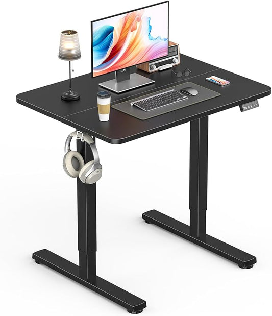 Small Electric Standing Desk, Gaming Desk, 31.5x24 Inch, Black | Height Adjustable Computer Desk with Smart Controller, Sit and Stand Up Table for Home, Office, Work, Study, Writing