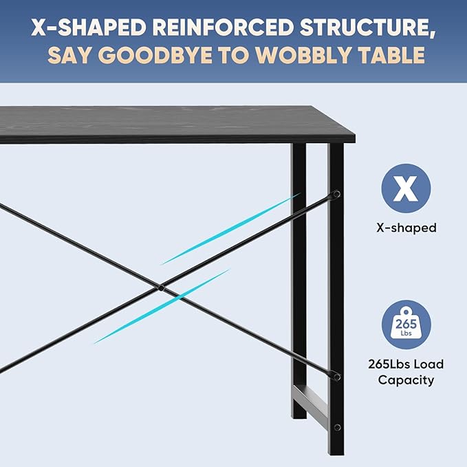 DUMOS 40 Inch Office Small Computer Desk Modern Simple Style Writing Study Work Table for Home Bedroom - Wood Black