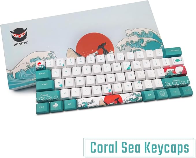 SDYZ Custom Keycaps-Keycaps 60 Percent, Suitable for GK61/GK64/RK61/Anne/GH60 /ALT61 Mechanical Keyboards, 71 Key Set, OEM Profile PBT Key caps (Coral Sea)