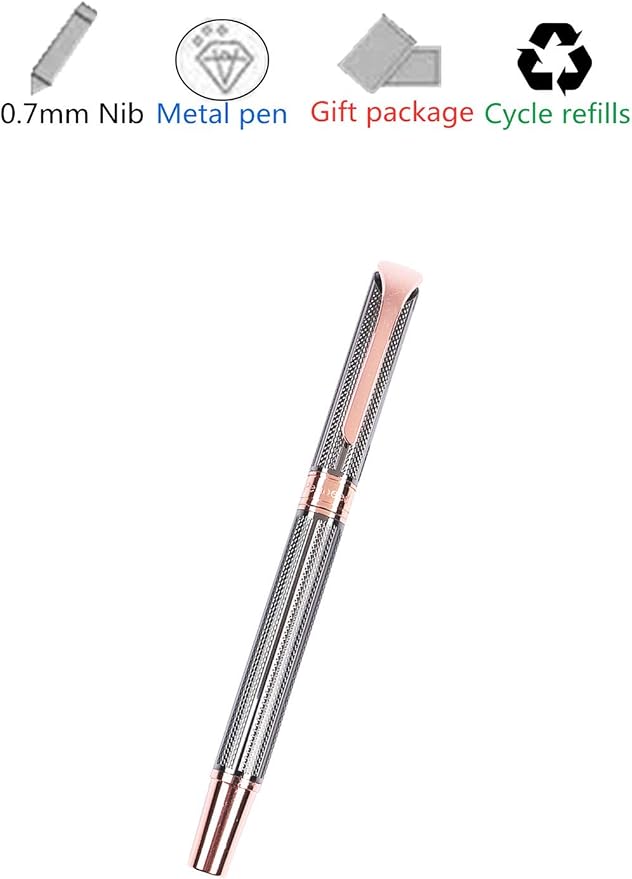 Penneed Rollerball Pen Gift Set for Men Women Executive Home Office Use, with Gift box Refillable 0.7mm Black Ink G5(Dark Gray)