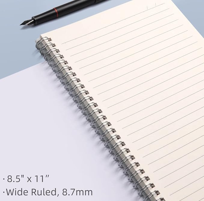Spiral Notebook, Wide Ruled Notebook Journal, 8.5" x 11" Lined Journal Notebook Pack, A4 Large Subject Notebook for School, Work, Notes, 560 Thick Paper, 24pcs Index Tabs, Assorted Pastel Notebook