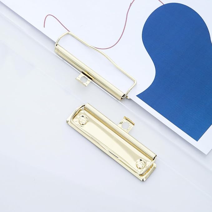 JIARI 2 Pack Clear Acrylic Office Clipboard A4 Letter Size 9.06" x 12.6" (Gold Horizontal)