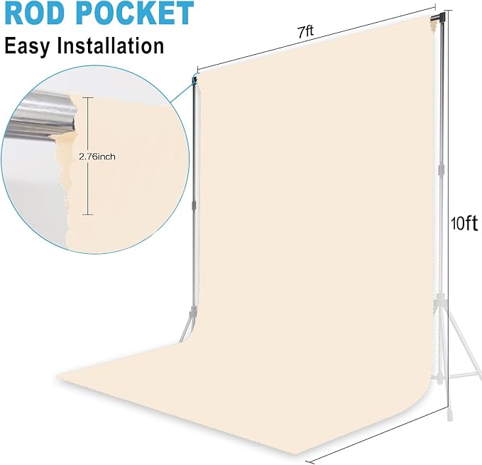 Cream Backdrop for Photoshoot Professional Photo Backdrop Background Curtain for Product Photography Portraits Wedding Party Live Streaming Video Recording 7X10 FT
