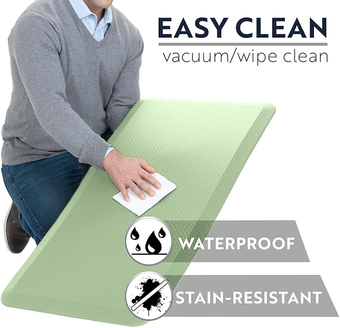 KANGAROO Anti Fatigue Mats for Kitchen Floor, 70x24, Reduce Foot, Knee, Back Pressure, 3/4 Inch Thick Cushioned Ergonomic Mat, Waterproof Comfort Rug for Under Sinks, Standing Desk, Stores, Dark Green