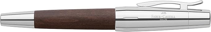 Faber-Castell e-motion Fountain Pen, Wood and Chrome Dark Brown - Medium
