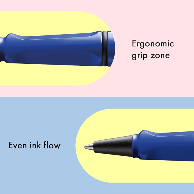 Lamy safari blue - Rollerball Pen with ergonomic grip & line width M - for pleasant long writing - made of robust ASA plastic - including rollerball refill M 63 in black
