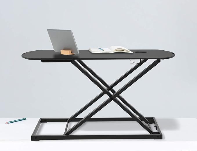 Bostitch Office Sit Stand Desk Converter, Height Adjustable Workstation Riser, Includes Wireless Charging Pad, Black (STND-3122BK)