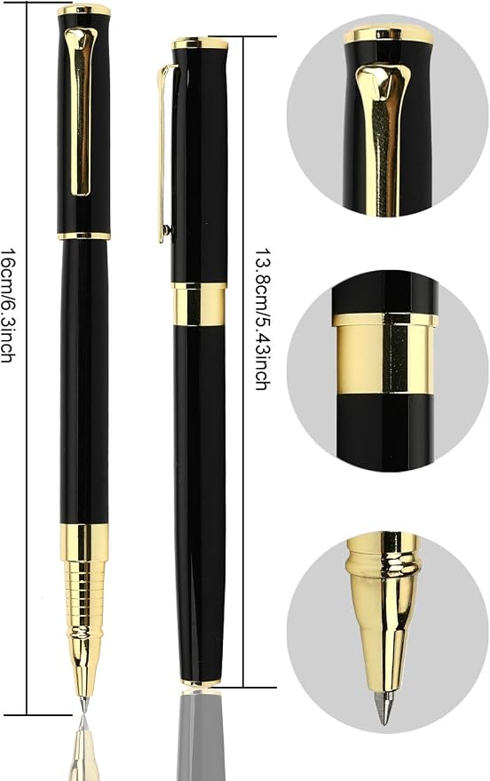 1314 Free Engraving pen Personalized custom pens Roller Ballpen, Ballpoint pen, Ball pen, Medium Refill Pen Black Ink, Custom Gifts for Men, Women, Classy Gift Box (Black Style 1)