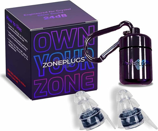 High Fidelity Concert Ear Plugs (2 Pairs) – 24dB Professional Noise Reduction for Musicians & Raves – Crystal Clear Sound Reusable Silicone Earplugs with Aluminum Carry Case – Black