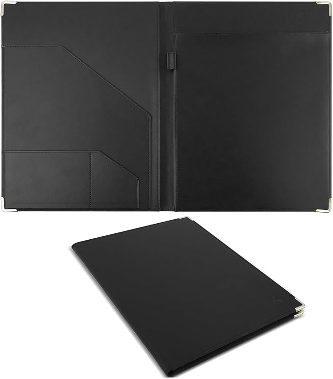 Tiankool Padfolio Portfolio Binder – Thickened Business Folder for Interview Resumes, Legal Documents | Notepad Not Included,Durable, Black
