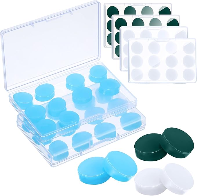 Frienda 36 Pair Ear Plug for Sleeping Reusable Moldable Wax Silicone Earplug 27db Gel Noise Cancelling Earplug with Case Waterproof Ear Protection for Swimming Snoring Study Travel(White, Blue, Green)
