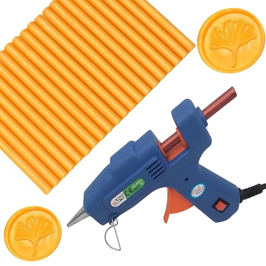 Wax Seal Kit, Atopbb Orange Yellow 40Pcs Sealing Wax Sticks with Glue Gun Great for Wax Seal Stamp, Wax Seal Sticks Used for Wedding, Invitations and Gift Wrapping (40, orange yellow)