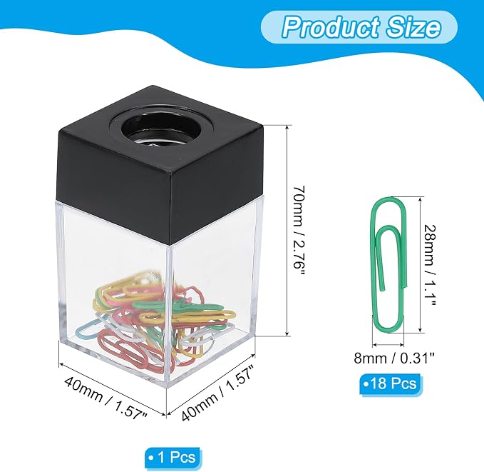 PATIKIL Magnetic Paper Clip Holder Dispenser, Large Capacity Paper Clip Organizers with Magnetic Top for Desk Supplies, Office, Classroom, Home, Black