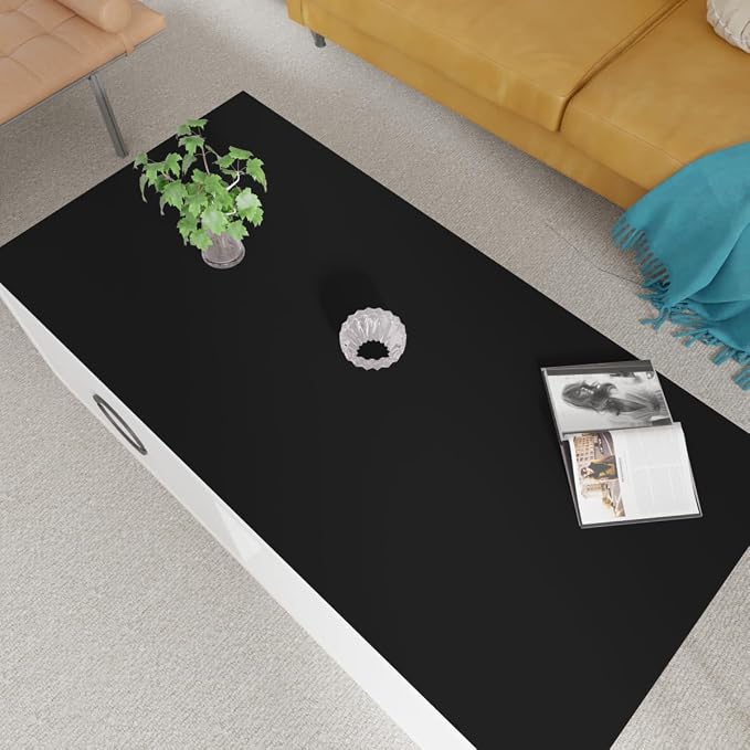 Faux Leather Table Cover,1.8mm Thick,24x48 Inch Desk Cover,Large Desk Mat,Table Protector,Table Cover Protector,Table Protectors for Rectangle Tables(Black+Black,24x48)