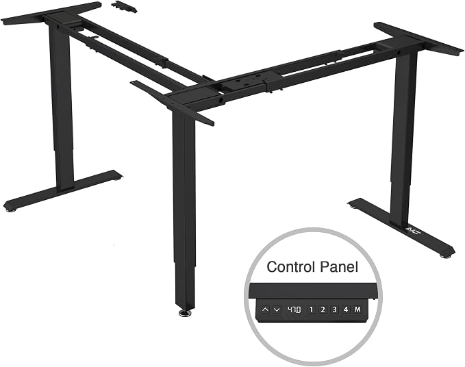 AVLT 47″ Electric L-Shaped Standing Desk (65 "x 70.9") – Motorized Triple-Motor Height Adjustable Sit-Stand Corner Workstation, Swappable Mid-Foot Design, Frame Only (Black)
