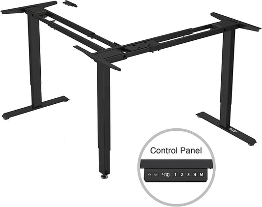 AVLT 47″ Electric L-Shaped Standing Desk (65 "x 70.9") – Motorized Triple-Motor Height Adjustable Sit-Stand Corner Workstation, Swappable Mid-Foot Design, Frame Only (Black)